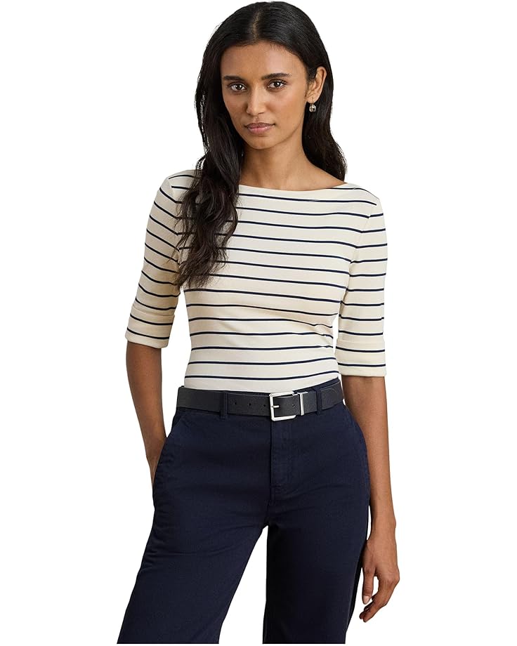 

Женская футболка Lauren Ralph Lauren Striped Stretch Cotton Boatneck, Mascarpone Cream/Lauren Navy, Синий, Женская футболка Lauren Ralph Lauren Striped Stretch Cotton Boatneck, Mascarpone Cream/Lauren Navy