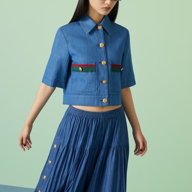 Рубашка женская синяя Gucci — фото 4