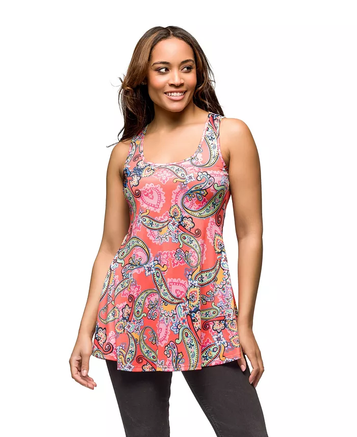 

Женская майка с принтом пейсли и круглым вырезом 24seven Comfort Apparel, мультиколор