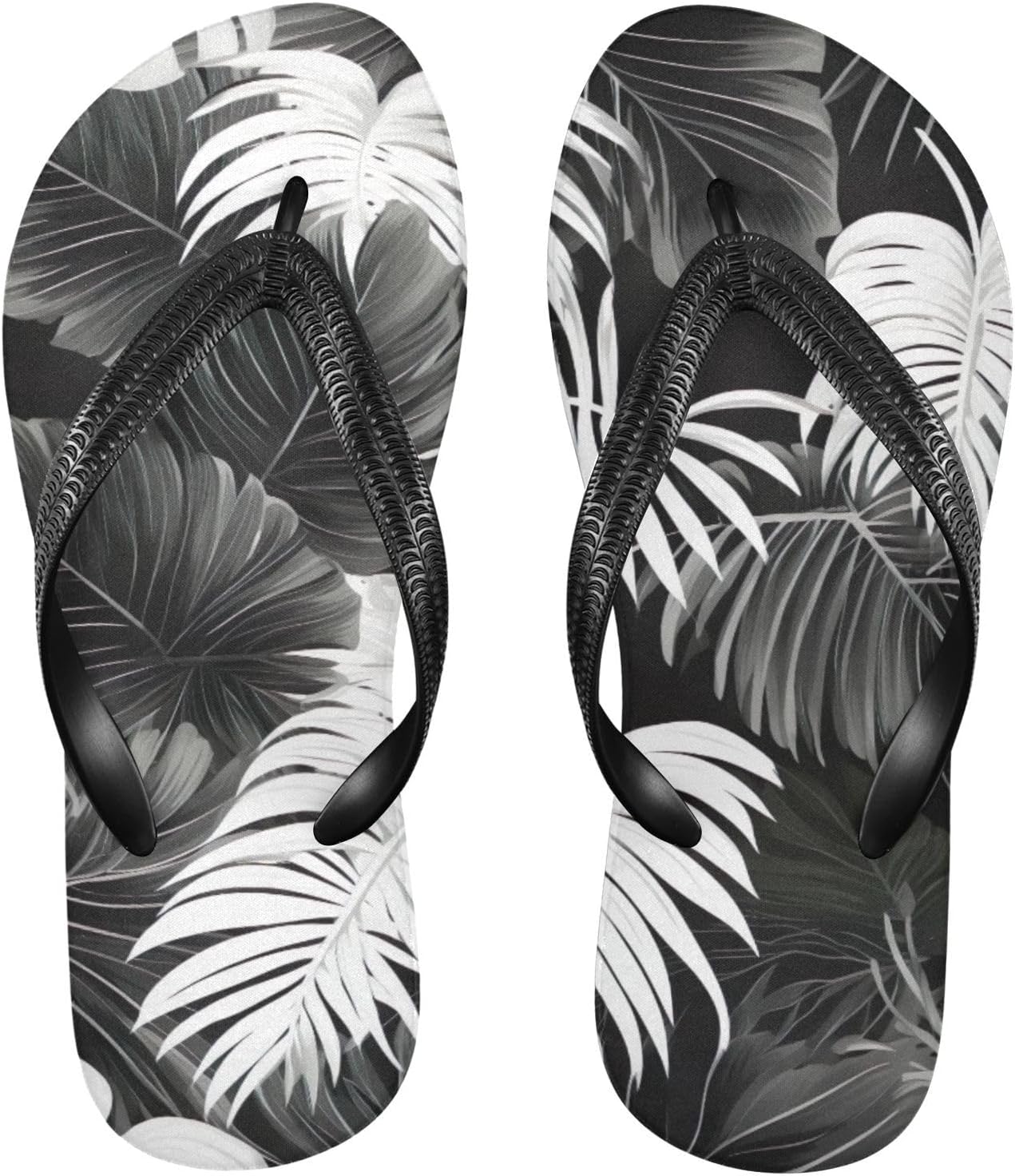 

Женские и мужские летние пляжные шлепанцы Palm Leaf с тропическим дизайном, для душа Kfbe, черный