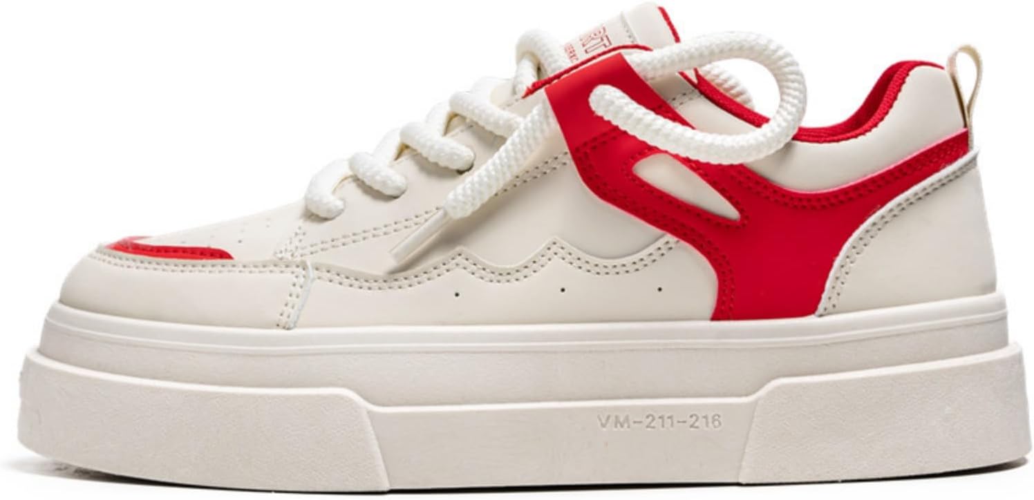 

Мужские стильные платформенные кроссовки с цветными вставками, бежево-красные повседневные обувь с толстой подошвой, модные для ежедневной носки Aokisx