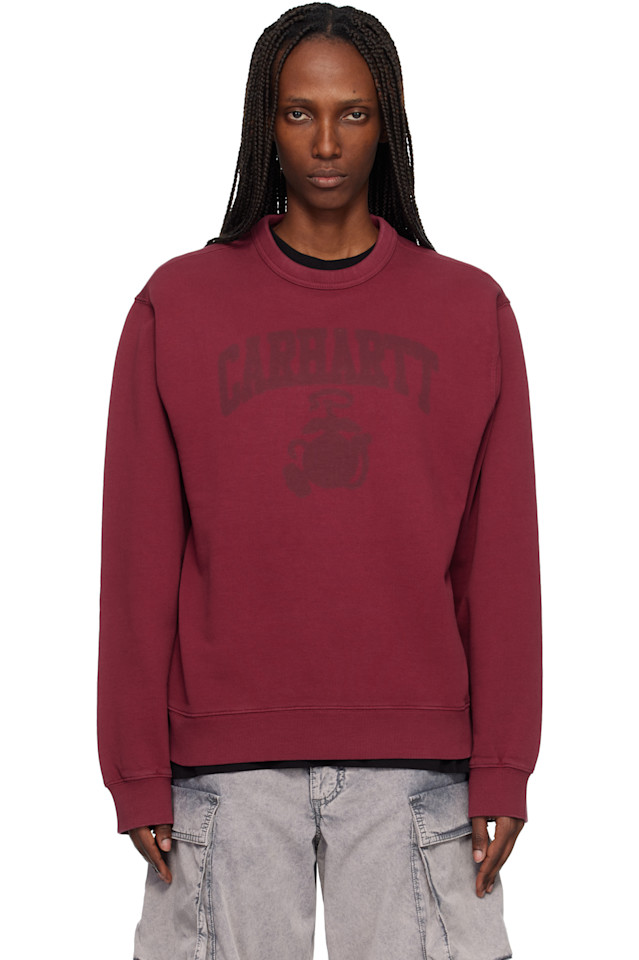 

Carhartt Work In Progress Красная выцветшая толстовка с логотипом компании Pond Corps