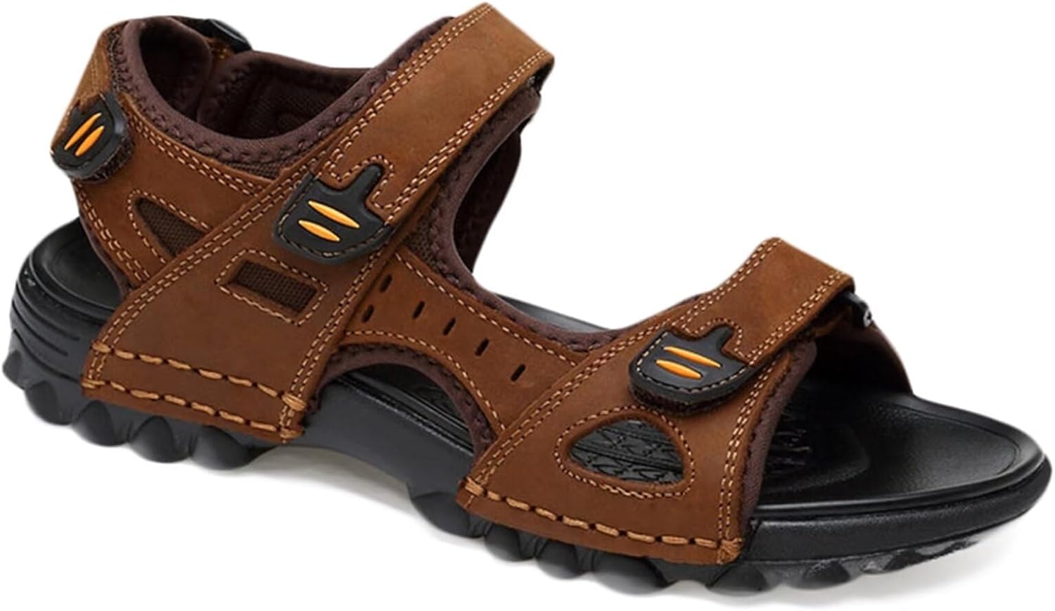 

Мужские повседневные сандалии для прогулок, спортивные сандалии для походов, летние кожаные пляжные туфли, регулируемые дышащие сандалии Hnvavq, H