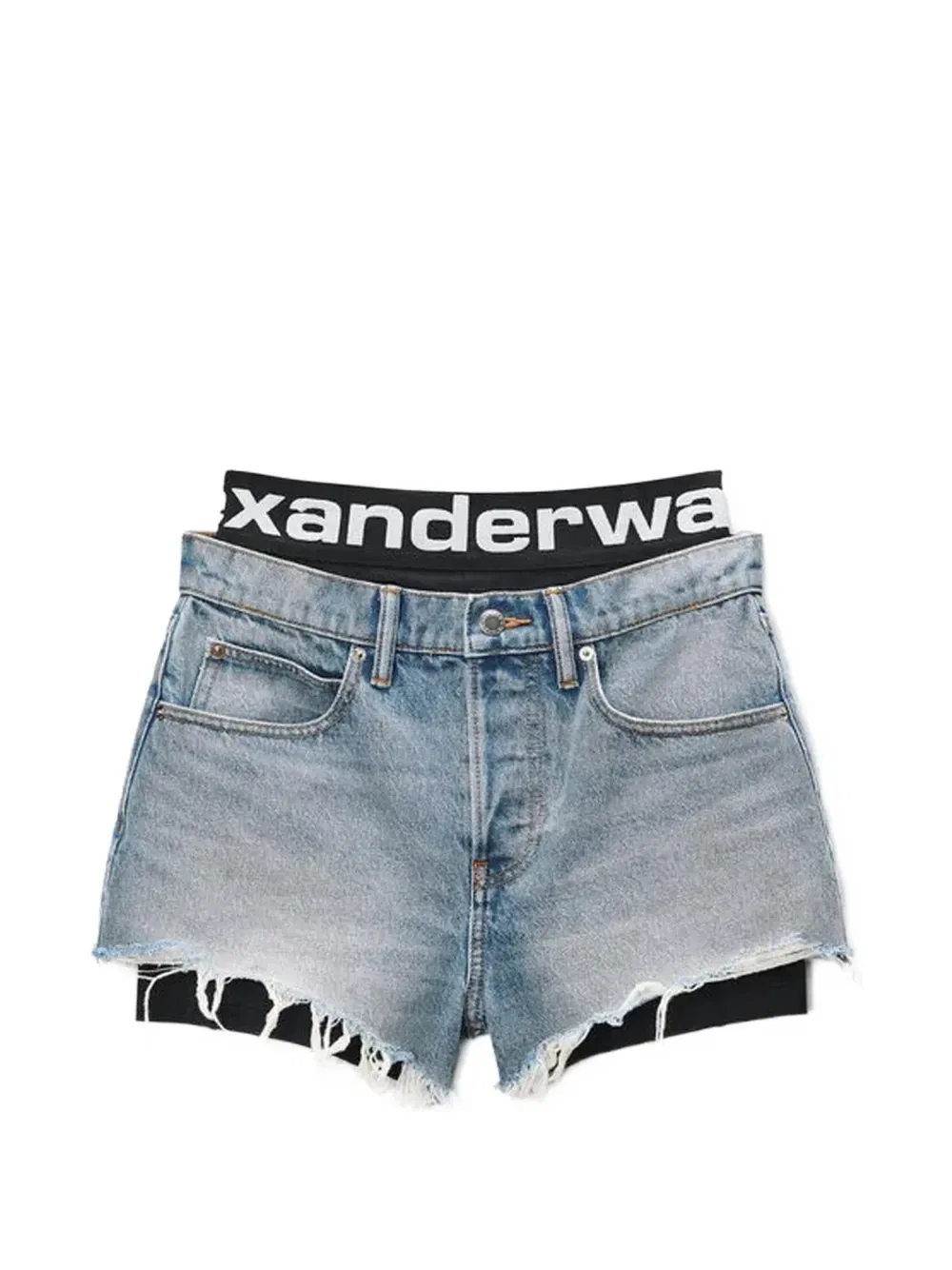Многослойные шорты с рваным краем Alexander Wang, синий