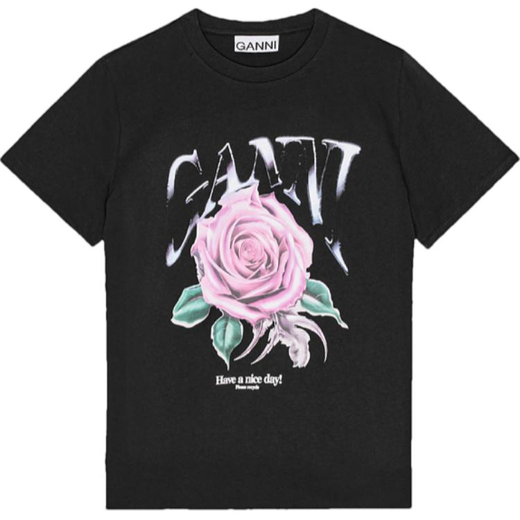 

GANNI Базовая футболка свободного кроя из джерси Rose