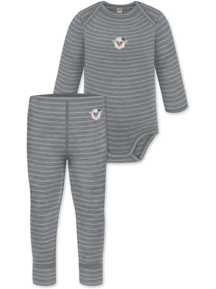 

Normani Outdoor Sports Боди с длинными рукавами из шерсти мериноса и детские штанишки из шерсти мериноса в серую полоску