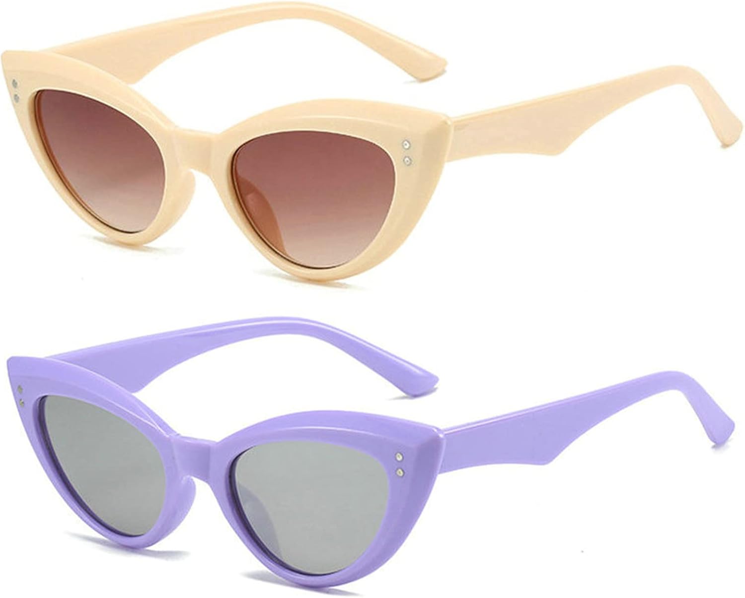 

Солнцезащитные очки Willochra в стиле ретро «кошачий глаз» для женщин с заклепками и градиентным переходом цвета для мужчин. Модные солнцезащитные очки с леопардовым принтом фиолетового цвета, 2pcs-purple&champagne