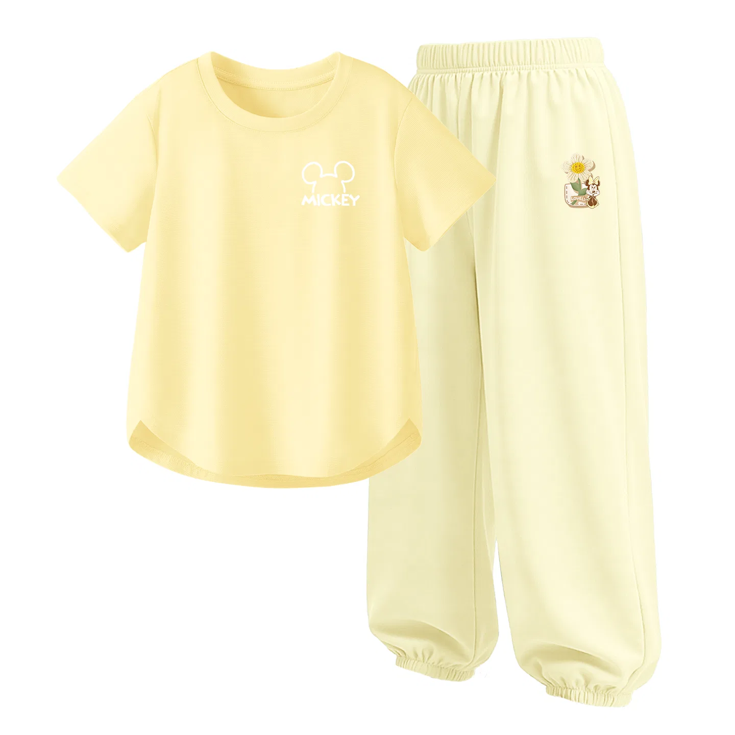 Детский спортивный костюм Casual Sportswear 2 Piece Set Disney, Thick Board Di Line Heart K Yellow+Di Pocket Floral K Sunrise Yellow