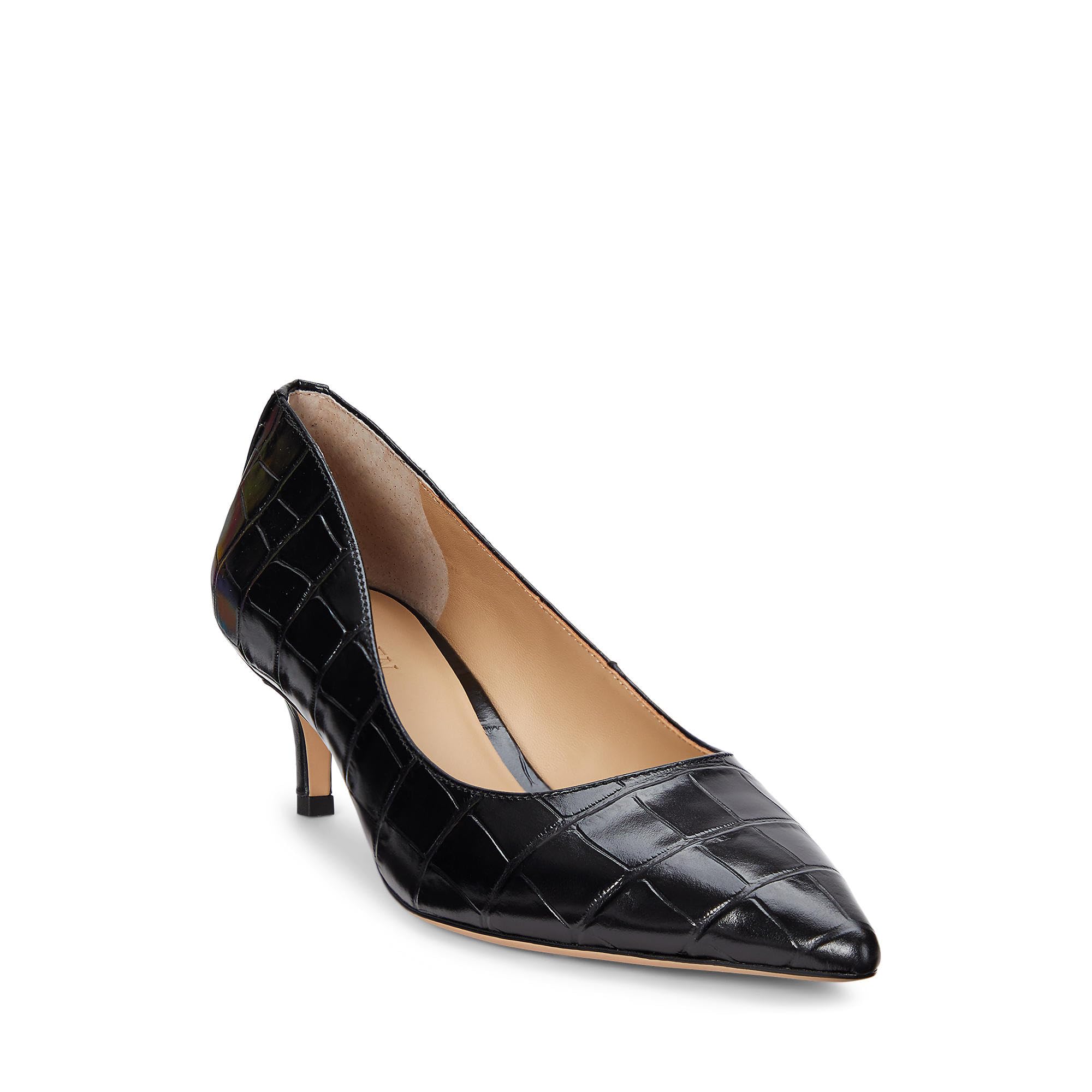Туфли Lauren Ralph Lauren Adrienne Crocodile-Embossed Leather Pumps, черный