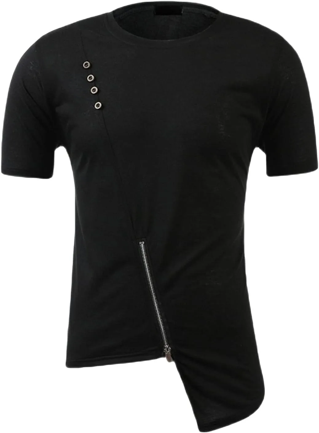 

Мужская футболка с молнией на подоле Hip Hop, круглый вырез, однотонная, модная, короткий рукав, для спорта и тренировок Maiyifu-GJ