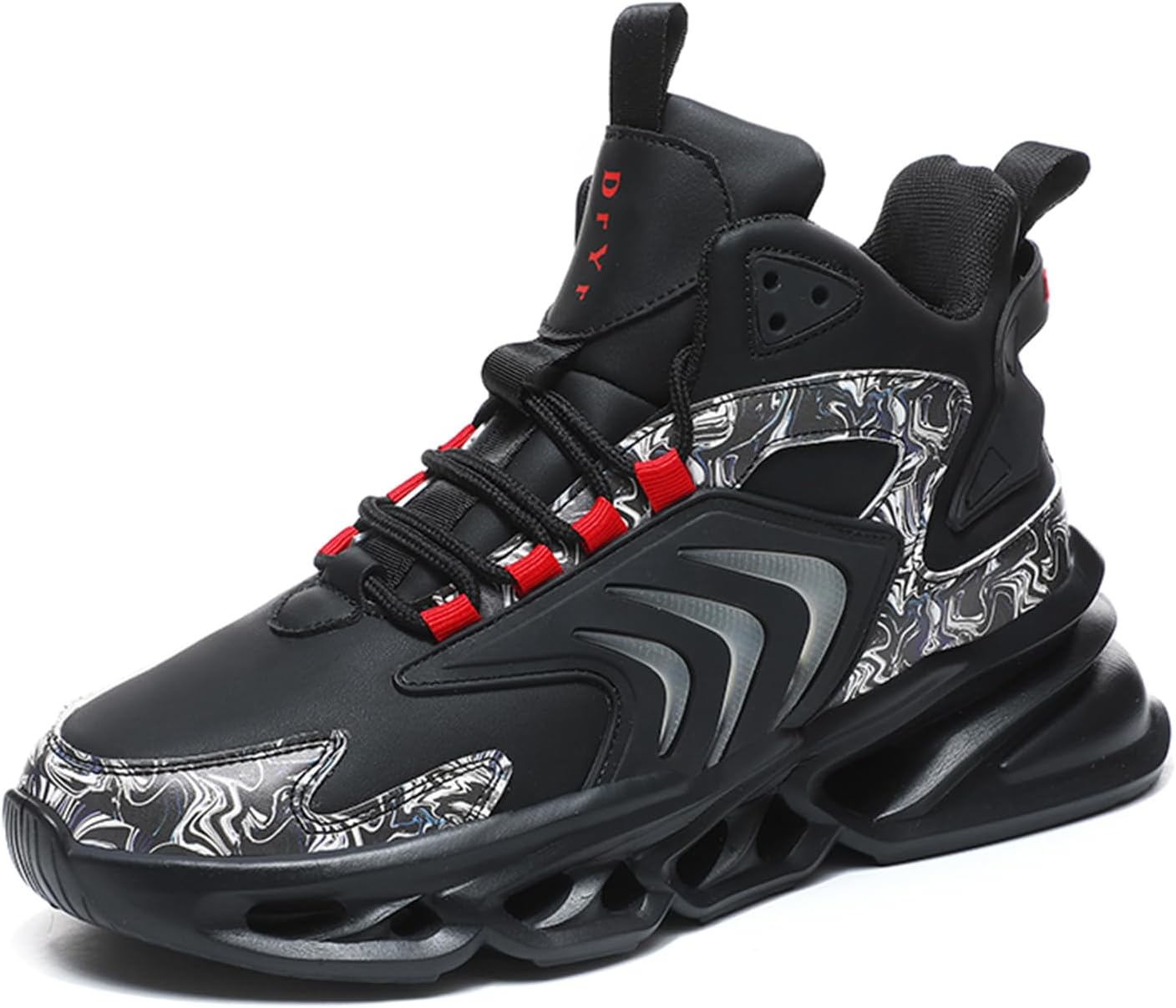 

Мужские высокие массивные кроссовки Легкие беговые кроссовки Кожаная спортивная повседневная обувь для ходьбы Spwagym, черный