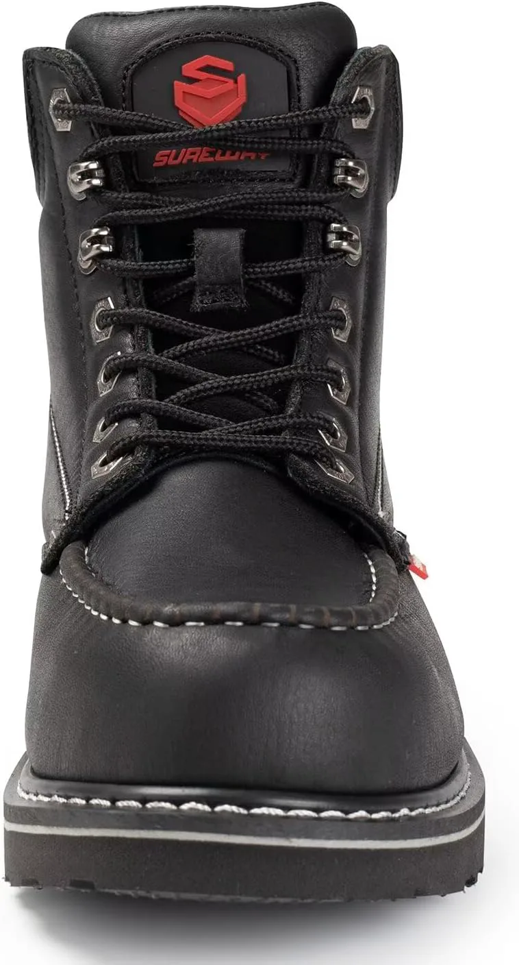 

Ботинки для работы SUREWAY 6” для мужчин, тяжелые, стальные/композитные/мягкий носок, удобные и долговечные, прошивка Goodyear, кожа полного зерна, маслостойкие/нескользящие, промышленная обувь с клиновидным носком/Moc Toe, черный
