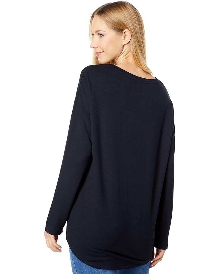 

Толстовка Majestic Filatures French Terry Long Sleeve Semi Relaxed High-Low Crew Neck Sweatshirt, цвет Marine