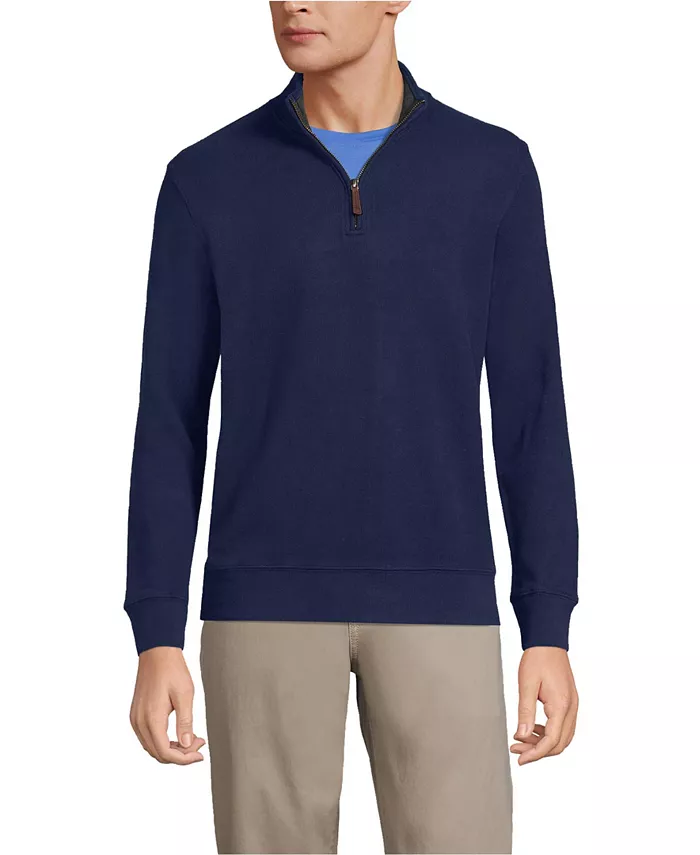 

Свитер Big & Tall Bedford Rib с застежкой на четверть Lands' End, синий