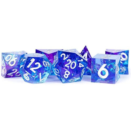 

Аксессуары Metallic Dice Games Metallic Dice Games: 16mm Sharp-Edge Polyhedral Set - Oceanic Flare