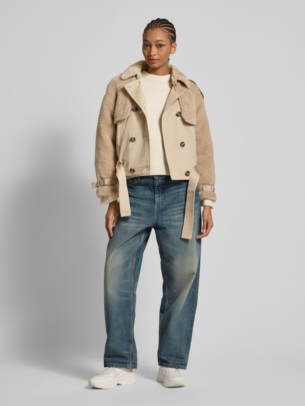 

Куртка прямого кроя с отделкой из искусственного меха, модель «ФИОНА» Pepe Jeans, серо-коричневый