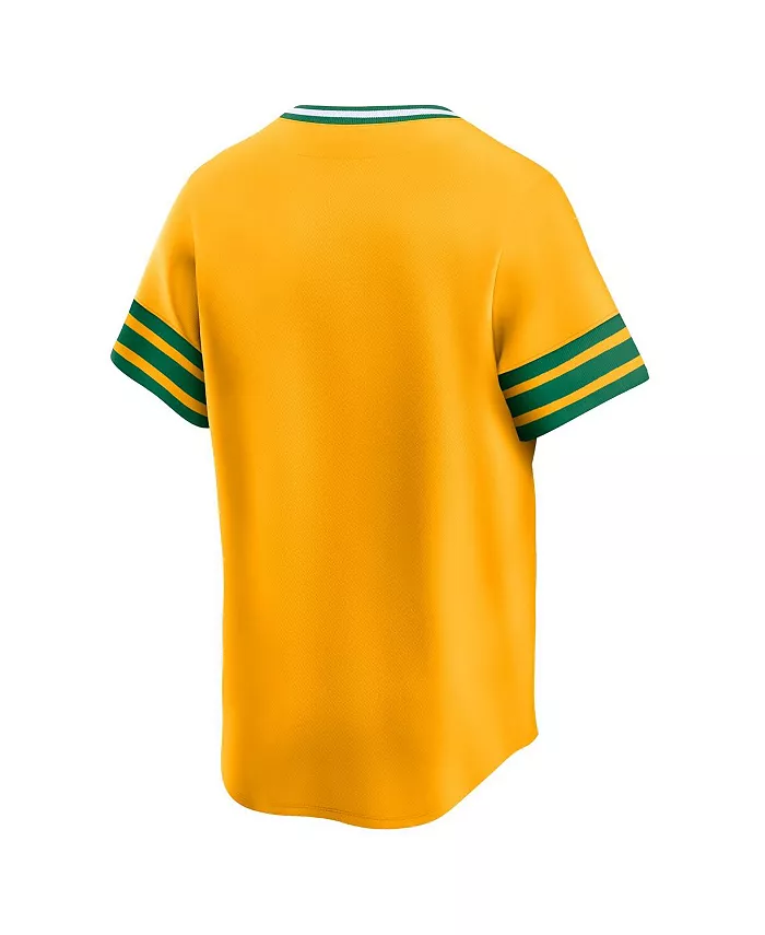 Мужская бейсбольная джерси Oakland Athletics Cooperstown Collection Limited золотого цвета Nike — фото 3