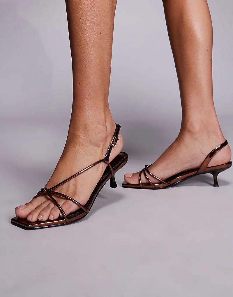 Бронзовые босоножки на каблуке с ремешками Simmi London Haylee
