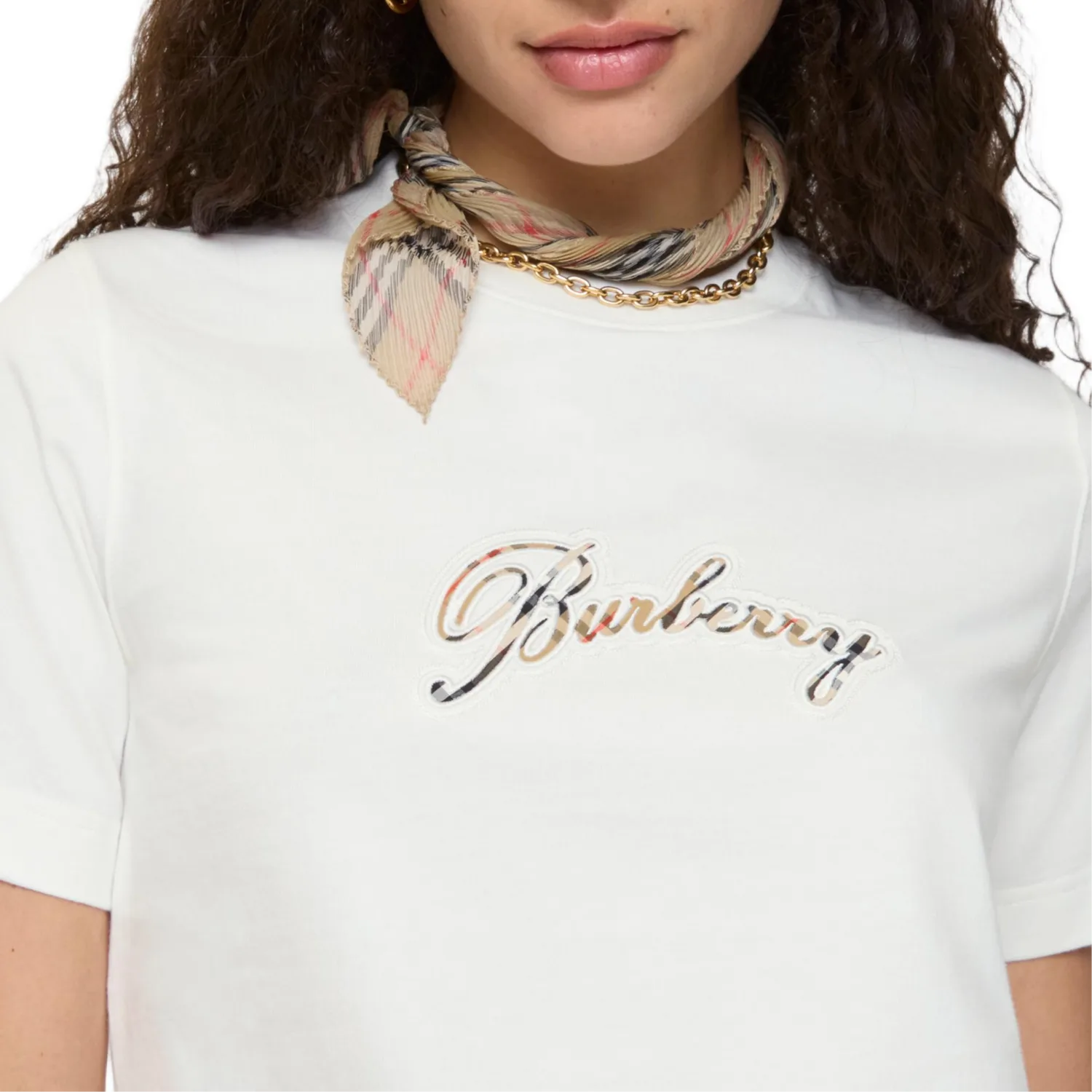 Футболка Burberry из хлопка с логотипом курсивом, Chalk White — фото 4