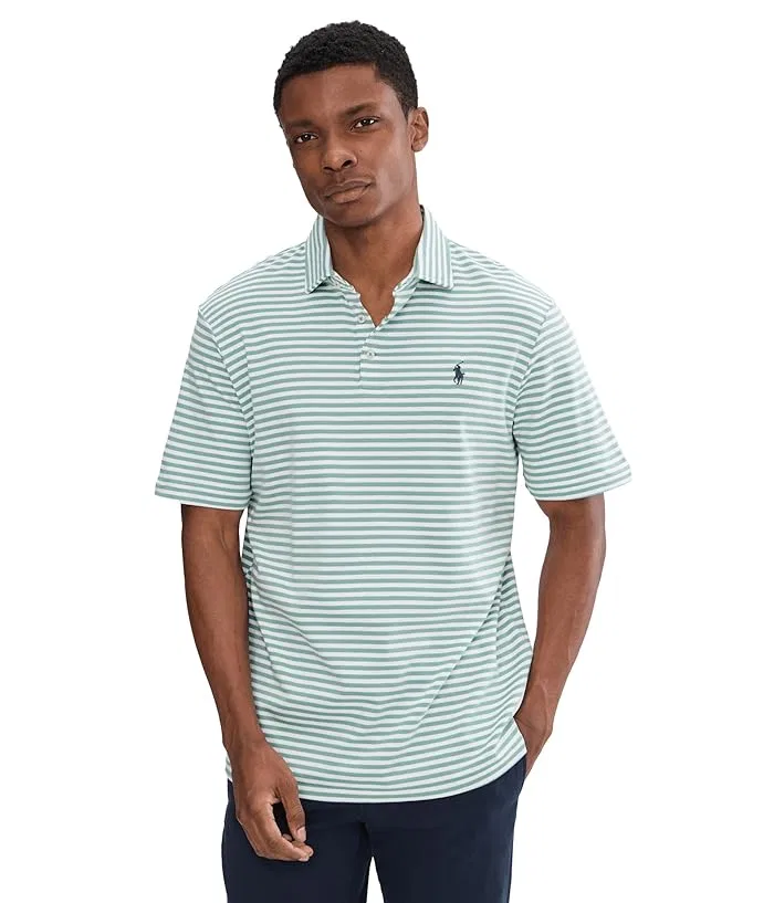 Футболка поло хлопковая в полоску Polo Ralph Lauren, White/Raft Green/Office Blue