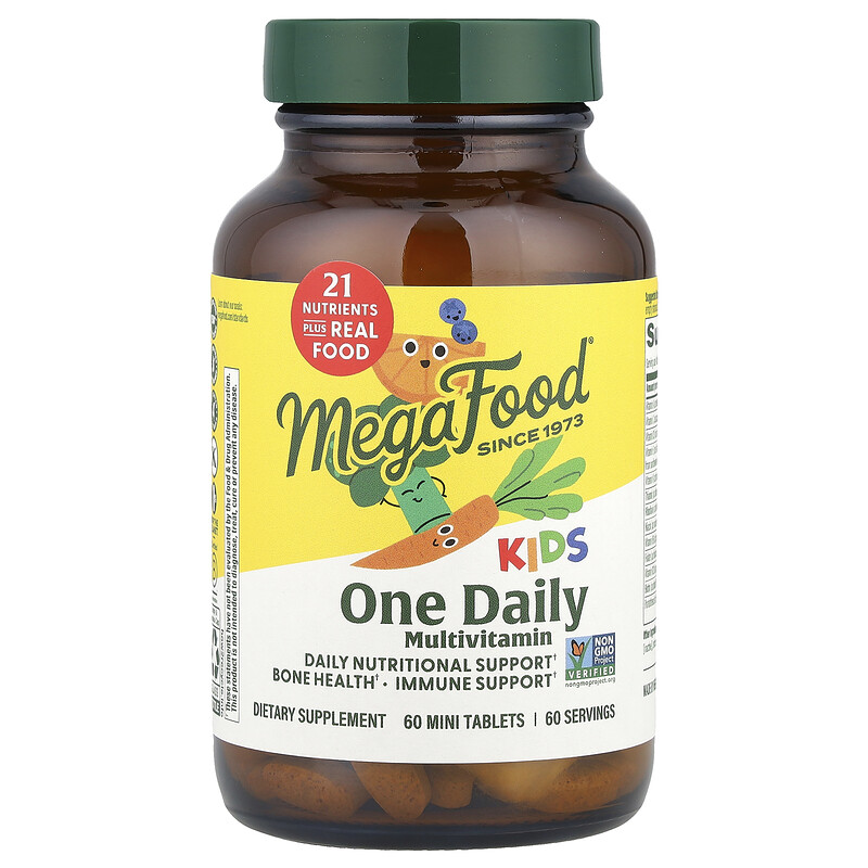 

MegaFood, Kids One Daily, мультивитамины для детей, 60 мини-таблеток