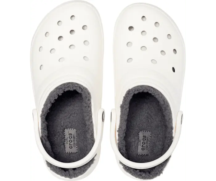 Классические сабо на подкладке Crocs женские, цвет White / Grey — фото 3