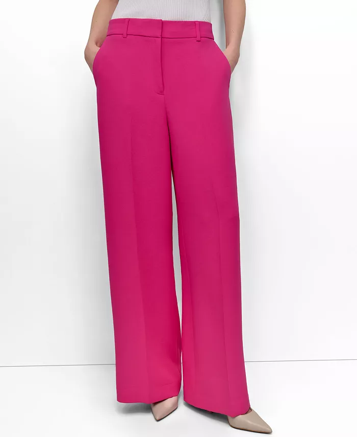 

Женские высокие брюки Aero Crepe с широкими штанинами DKNY, розовый