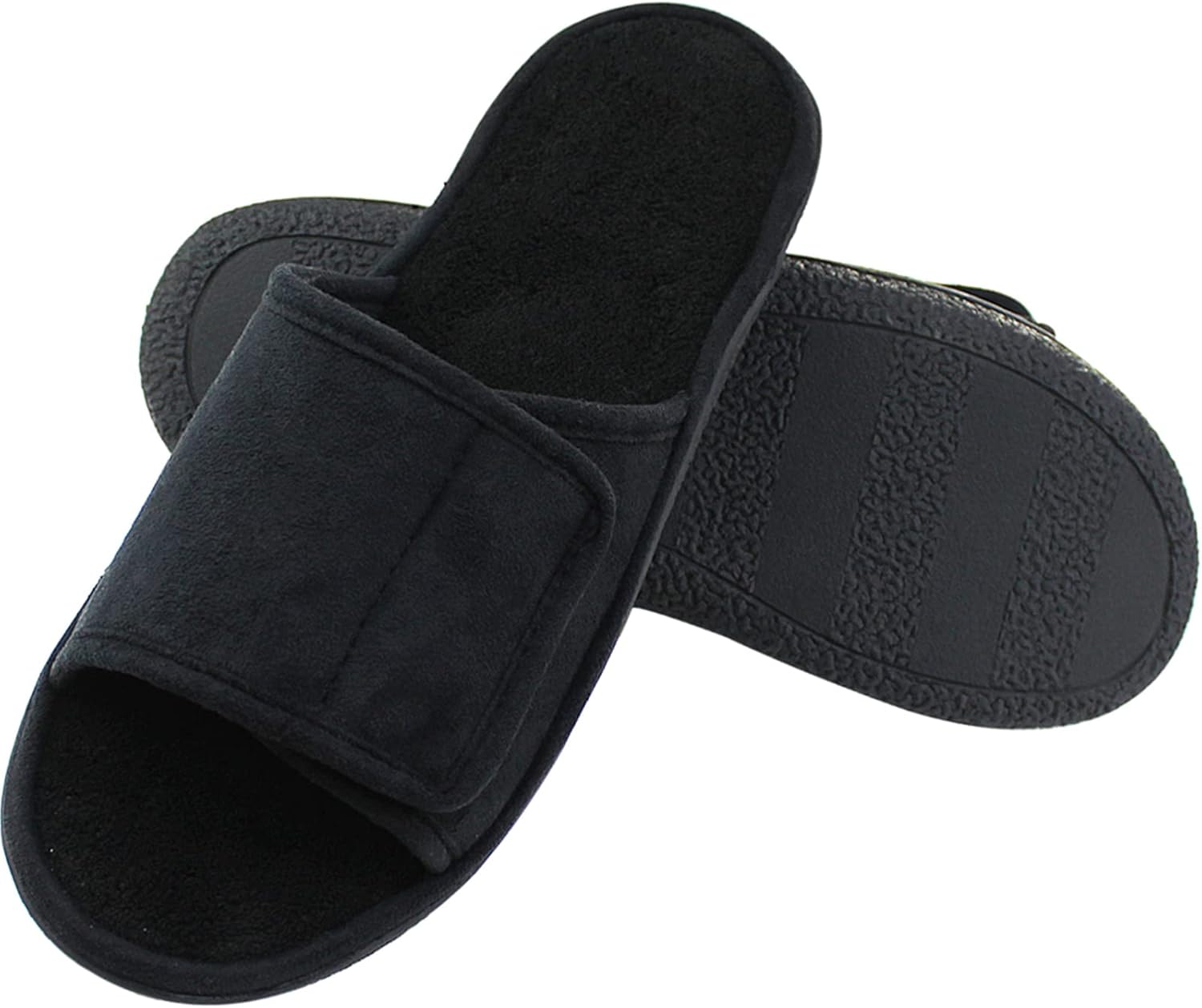 

Мужские домашние тапочки Magtoe с регулируемым размером, мягкие, открытый носок, дышащие, удобные шлепанцы с мемори-пеной для дома и спальни, на все сезоны, черный