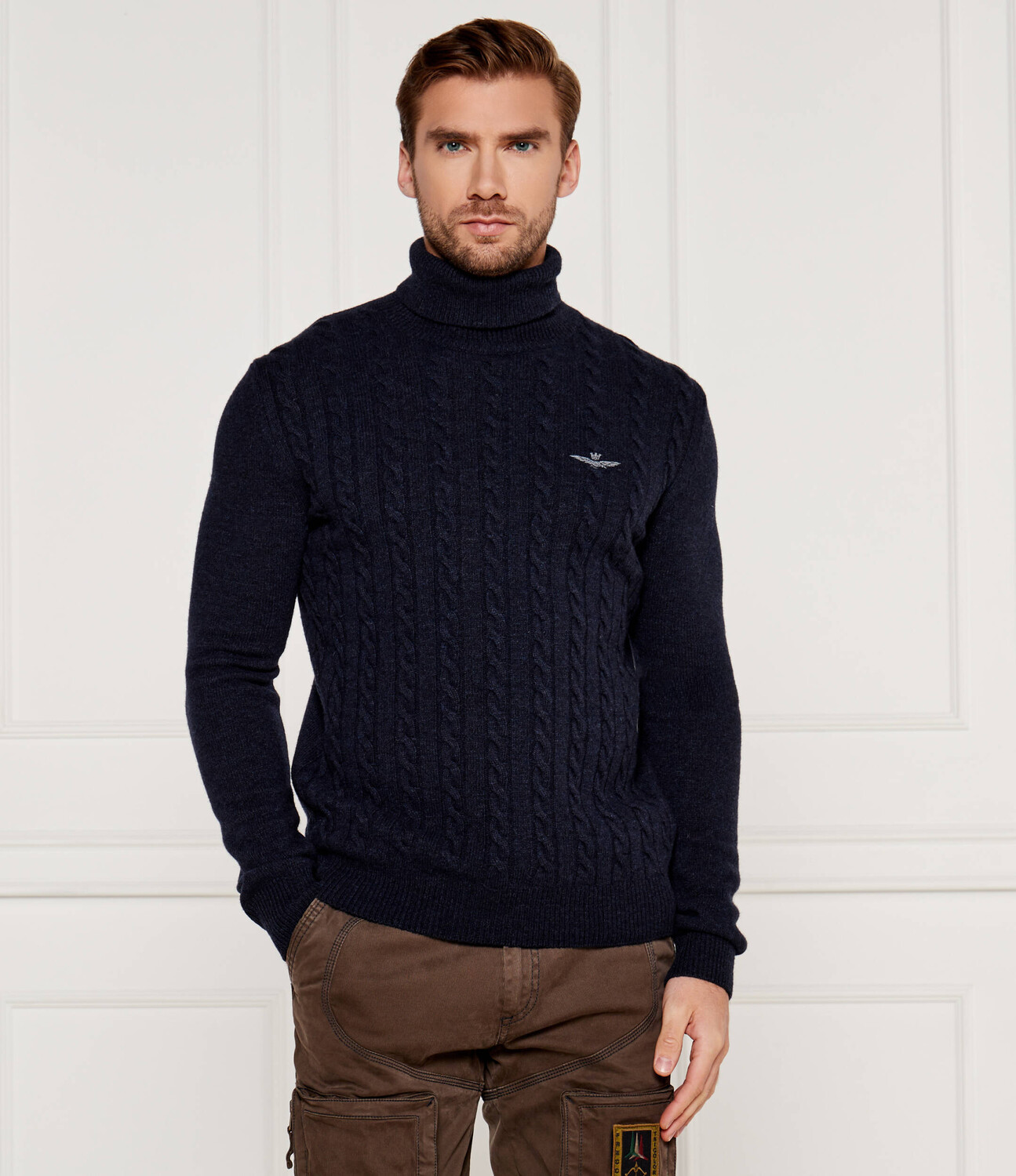 

Свитер из шерсти Aeronautica Militare Regular Fit, темно-синий