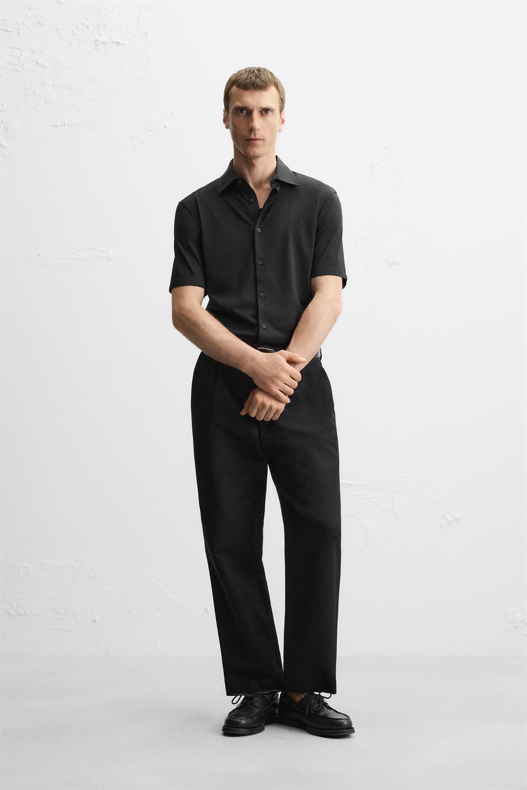 

Эластичная рубашка ZARA, черный