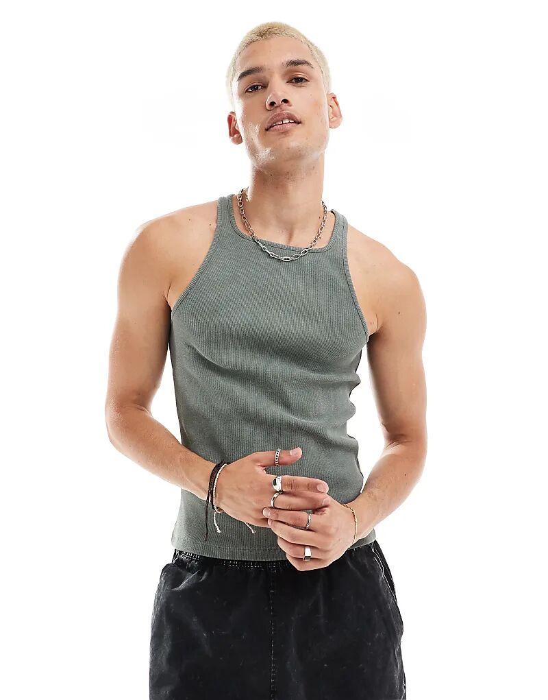 

Топ для мышц fit tablet wash цвета хаки ASOS DESIGN