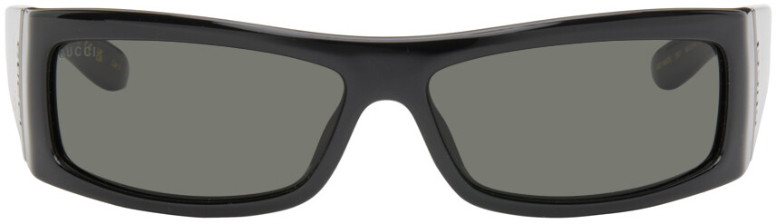 

Черные прямоугольные солнцезащитные очки Gucci, Black/Black/Grey