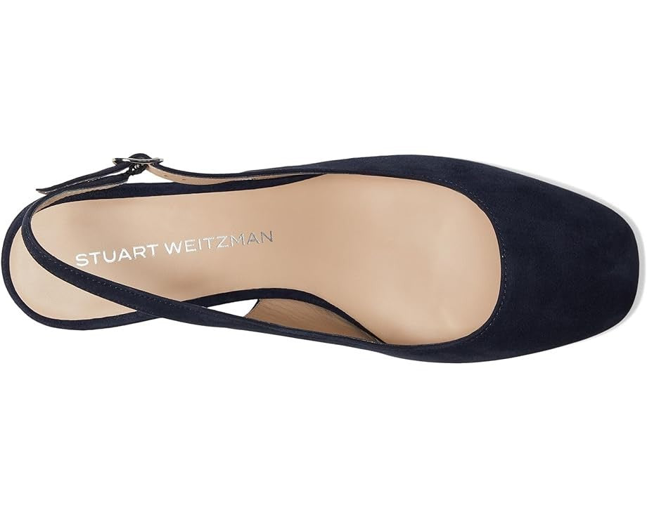 Туфли-лодочки Stuart Weitzman Maeve Slingback 35, женские, B, синие, блочный каблук, VER413 — фото 4
