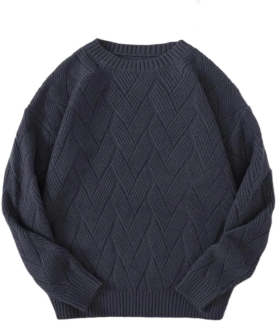 

Мужской свитер с круглым вырезом, простой вязки