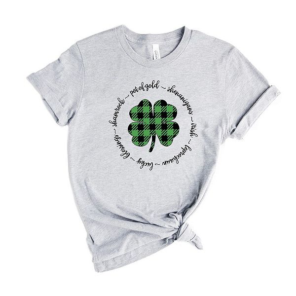 

Футболка с принтом Buffalo plaid shamrock circle Simply Sage Market, Heather Grey, Серый, Футболка с принтом Buffalo plaid shamrock circle Simply Sage Market, Heather Grey