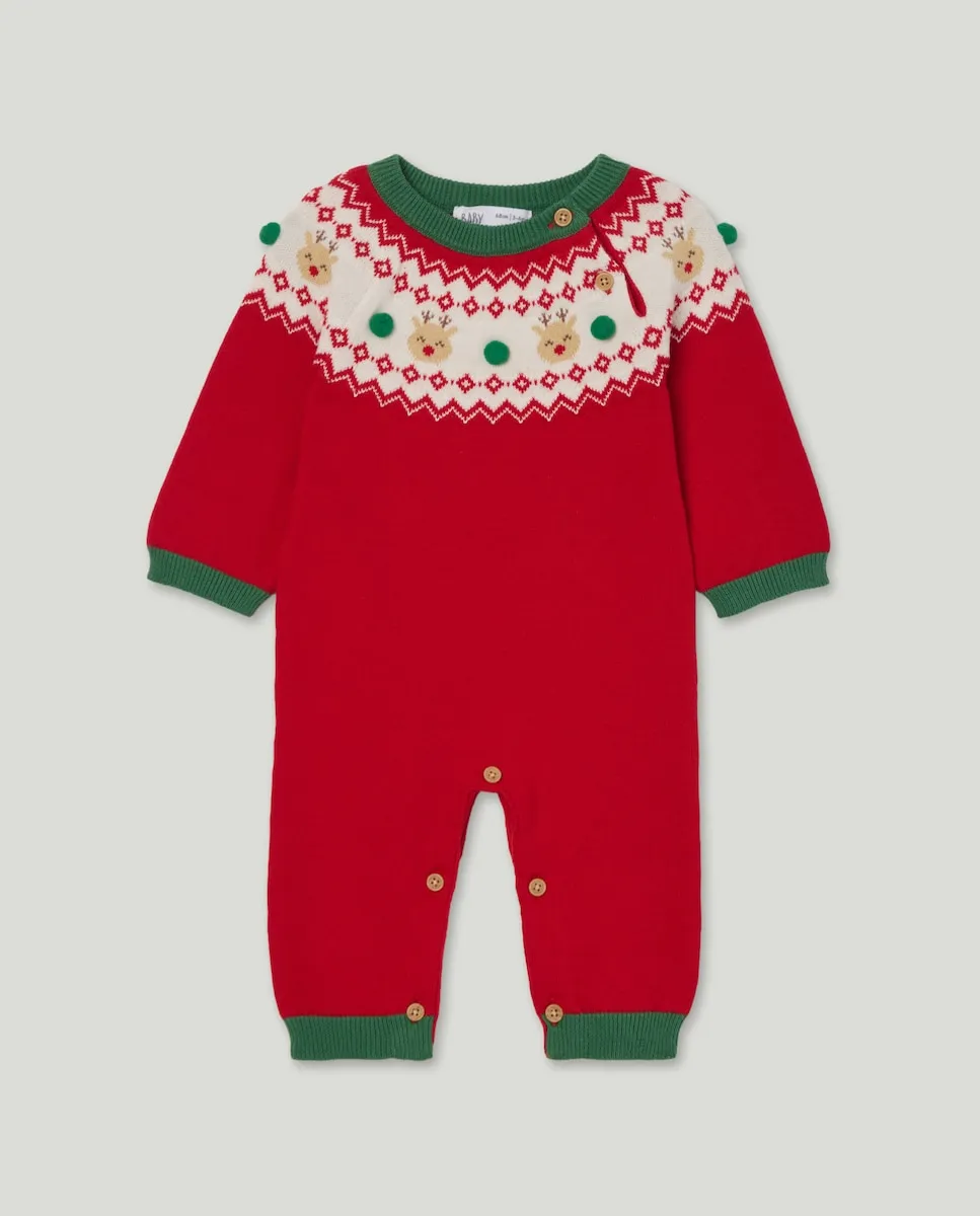 

Детский длинный трикотажный комбинезон Baby El Corte Inglés, красный