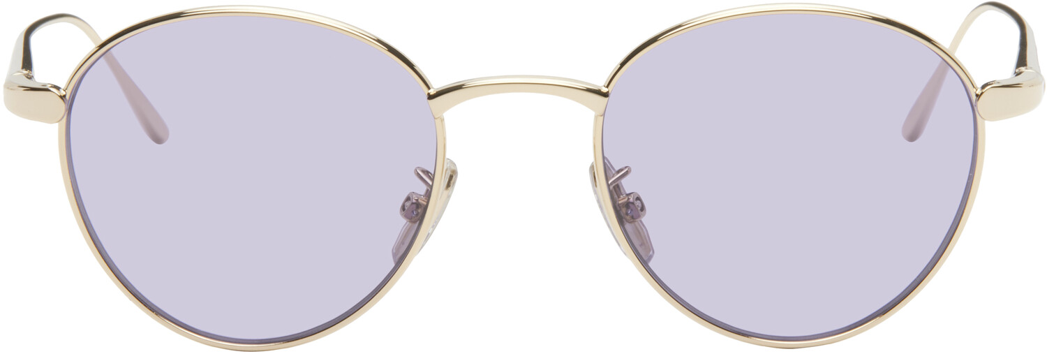 

Золотые тонкие солнцезащитные очки LOEWE, Gold/Violet