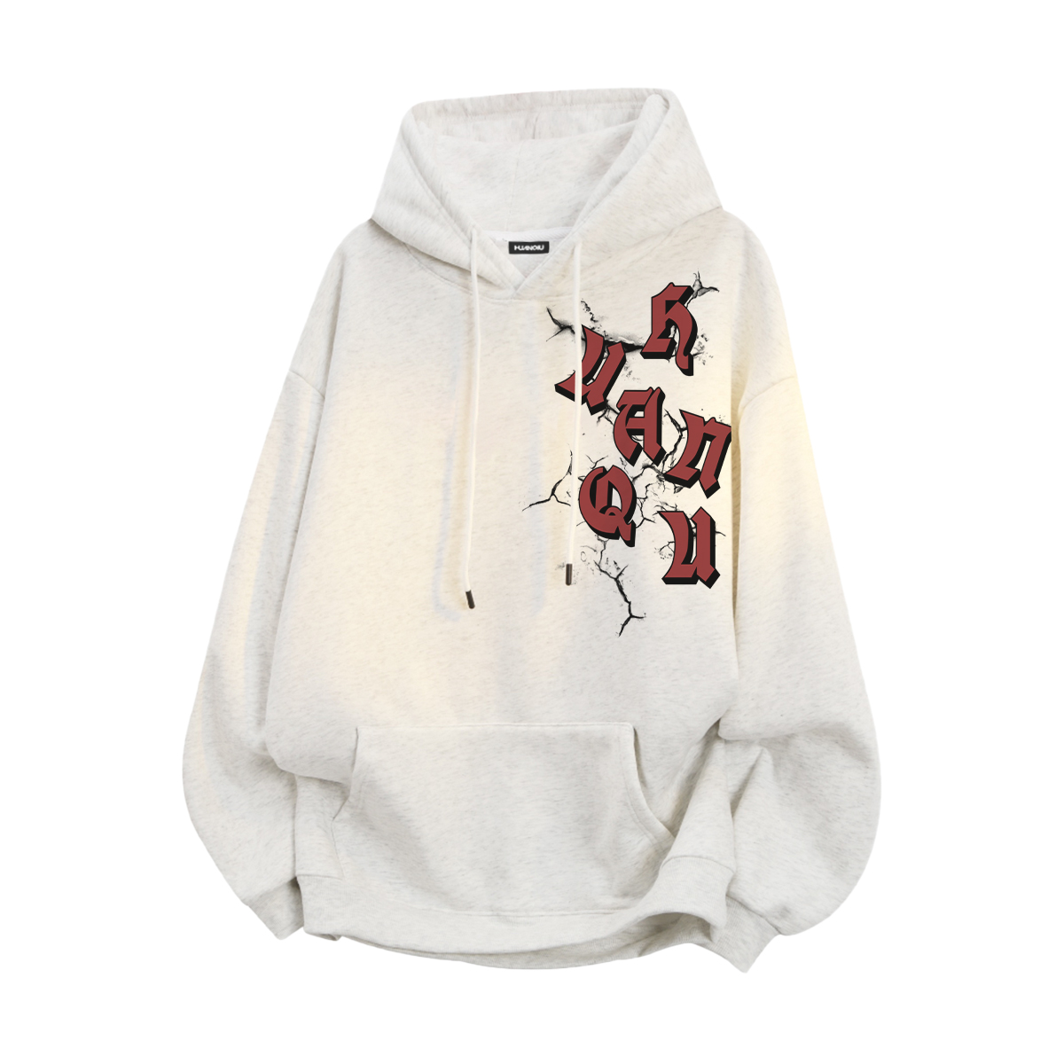 

Толстовка Unisex Hooded Moderate Heavyweight HUANQIU, белый heather серый