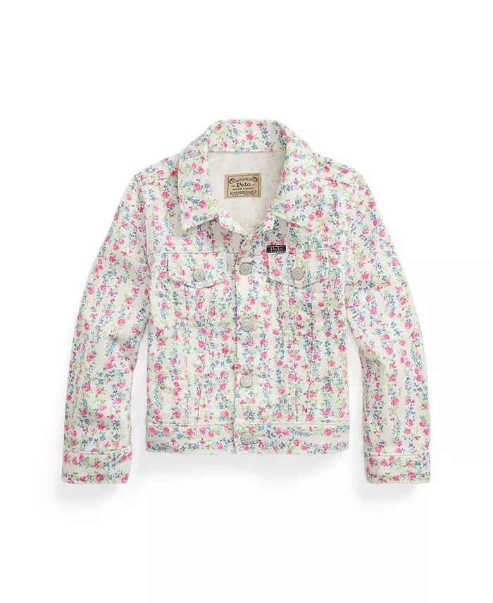 

Детская и подростковая куртка-тракер из хлопка с цветочным принтом Polo Ralph Lauren, зеленый