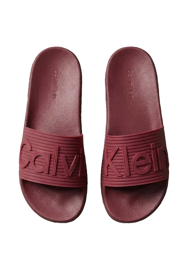 Сланцы Calvin Klein Nemo contoured emblem logo sliders pool slides, ревень — фото 3