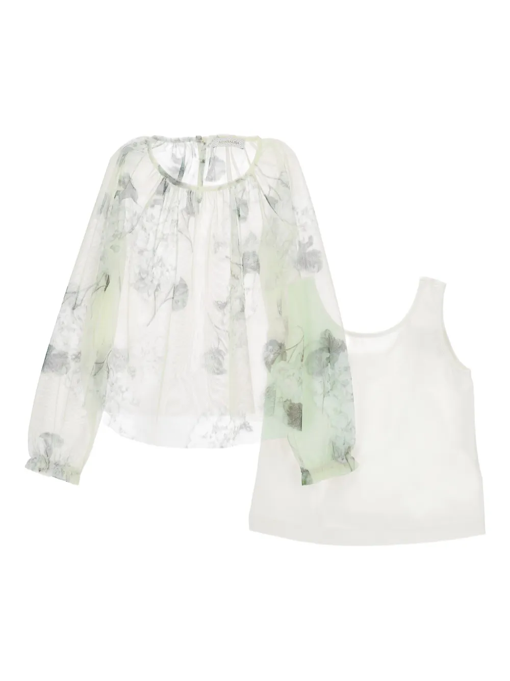 

Блузка с длинными рукавами и цветочным принтом Monnalisa, белый