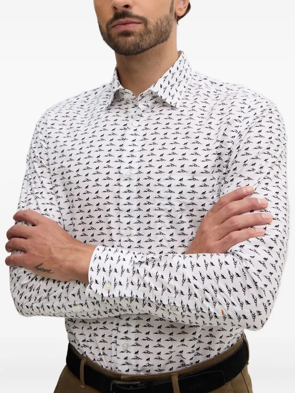 

Рубашка с принтом BOSS, белый