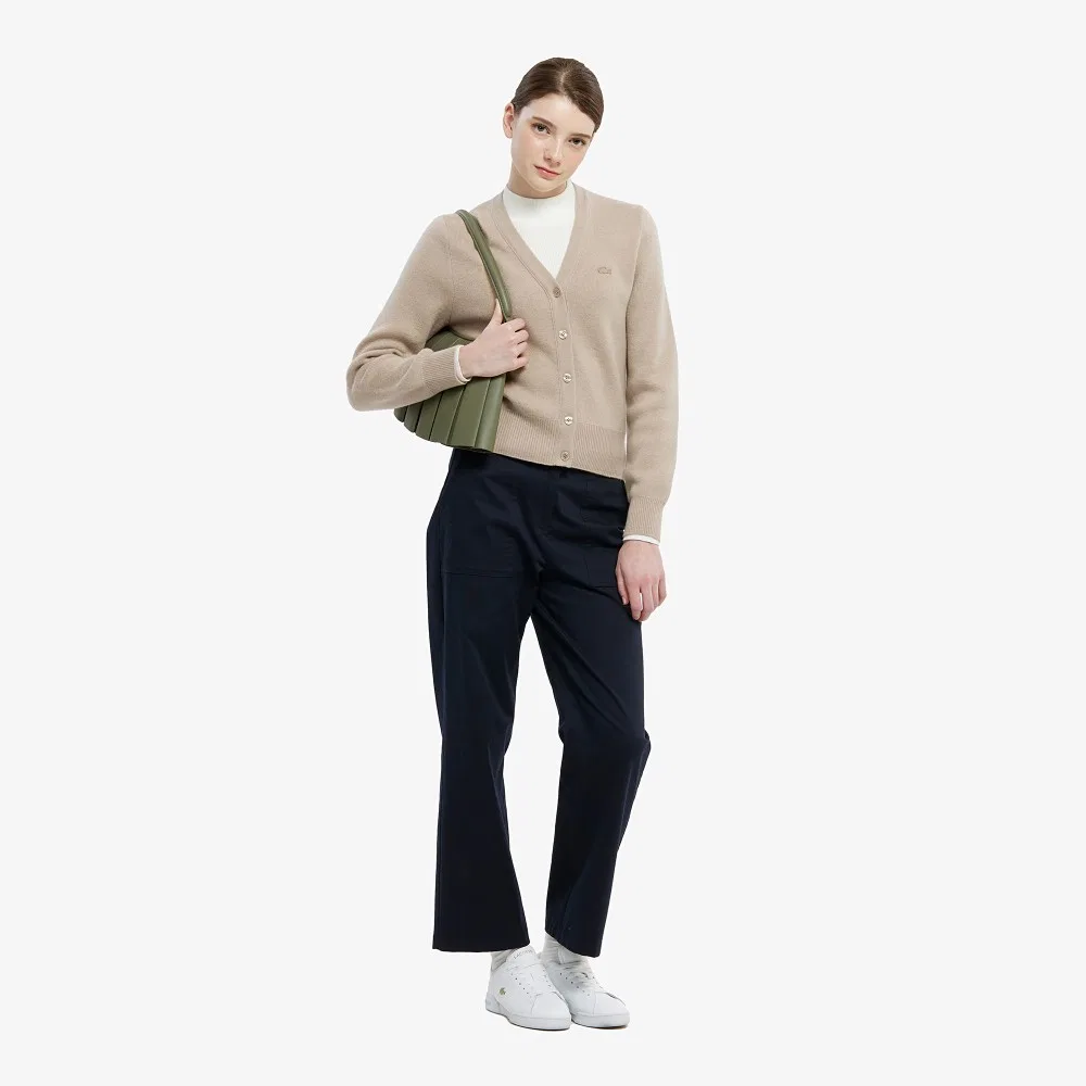 Брюки чинос Lacoste тёмно-синие, укороченные прямые — фото 4
