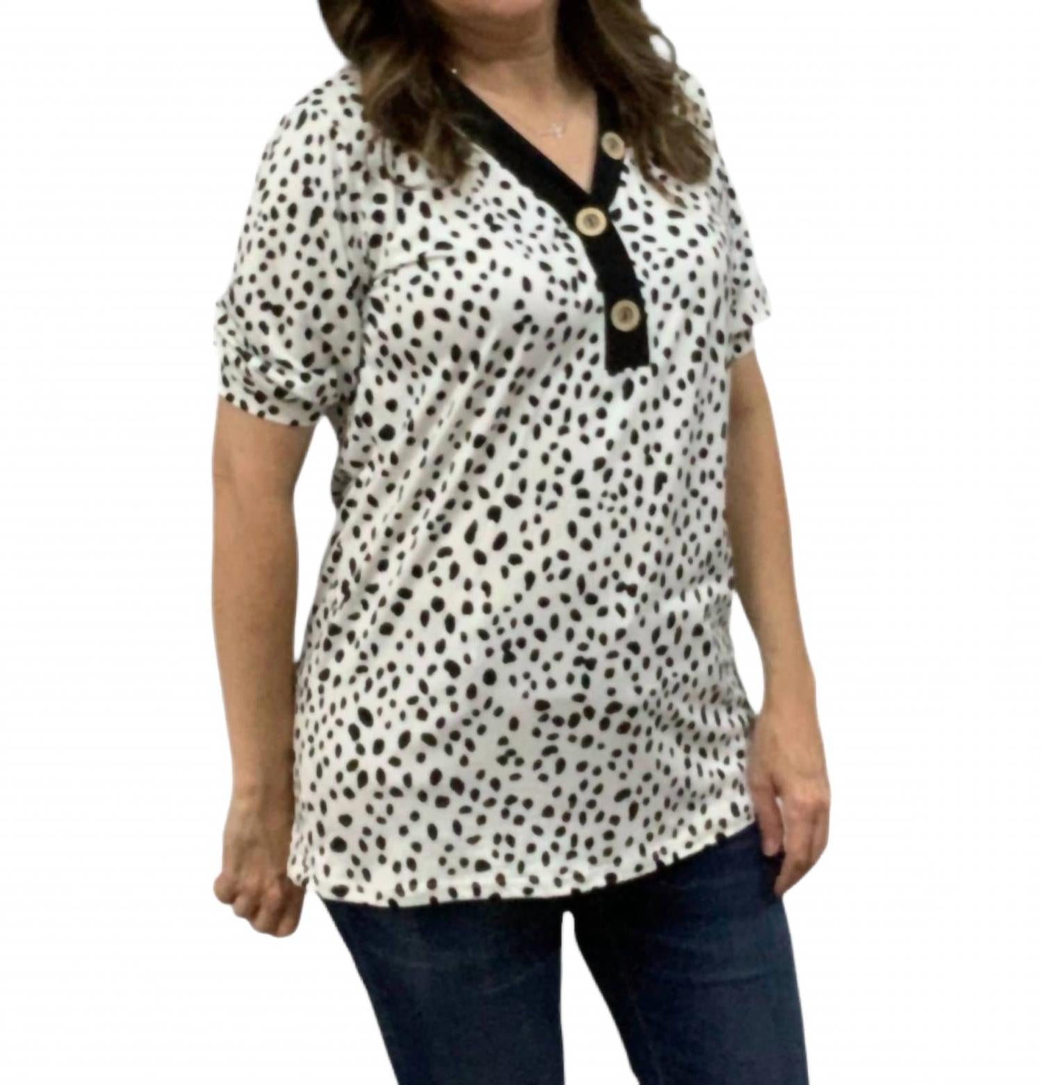 

Черная рубашка с коротким рукавом в горошек Vanilla Bay