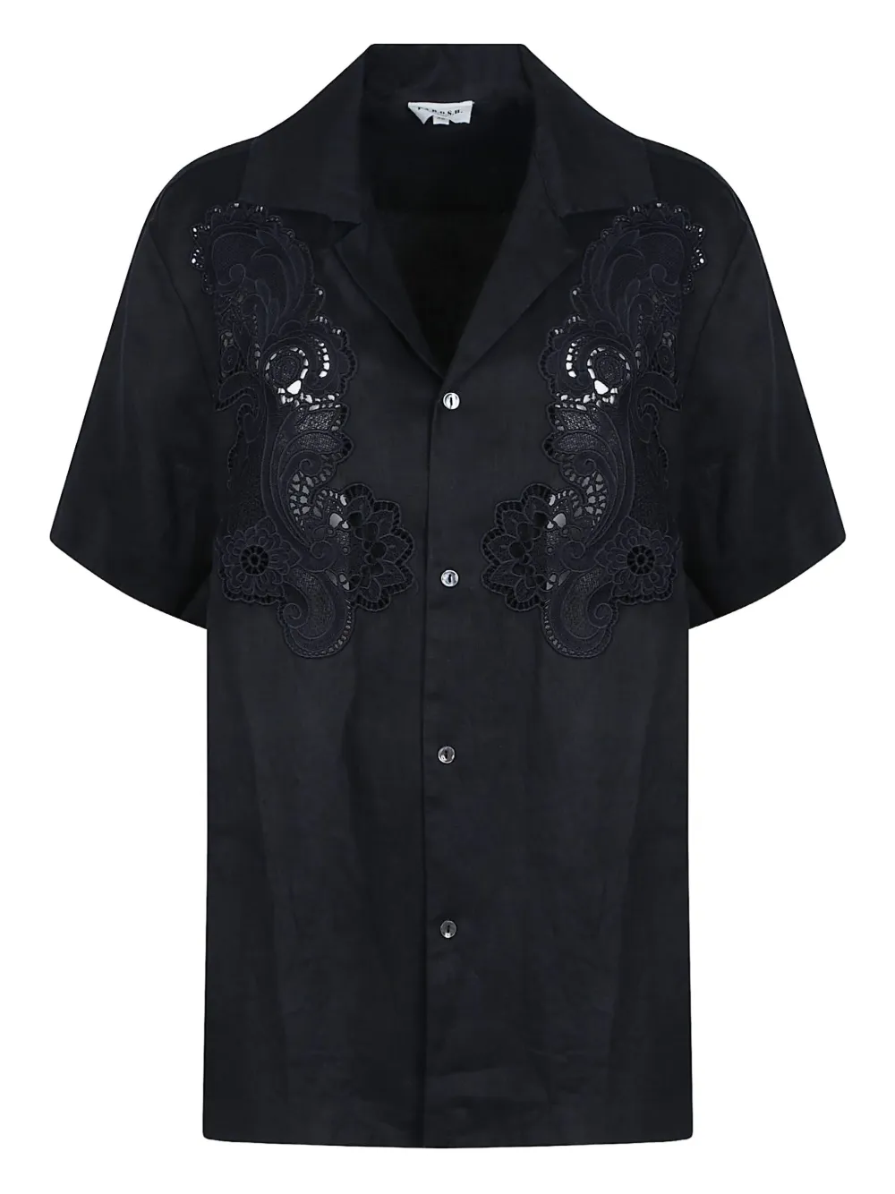 

Рубашка из льна с кружевными вставками P.A.R.O.S.H., черный