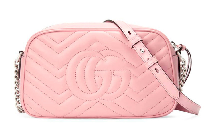 Сумка Gucci GG Marmont Zip Around, малая, пастельно-розовая — фото 3