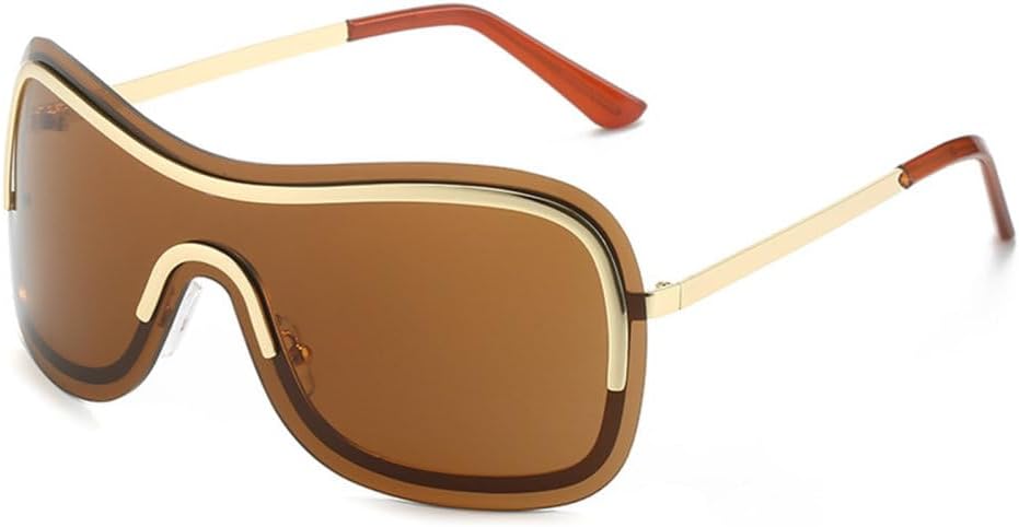 

Модные цельные солнцезащитные очки для женщин, роскошные солнцезащитные очки без оправы, винтажные коричневые с серебристым градиентом, большие женские солнцезащитные очки, L19337 generic, Gold Tea