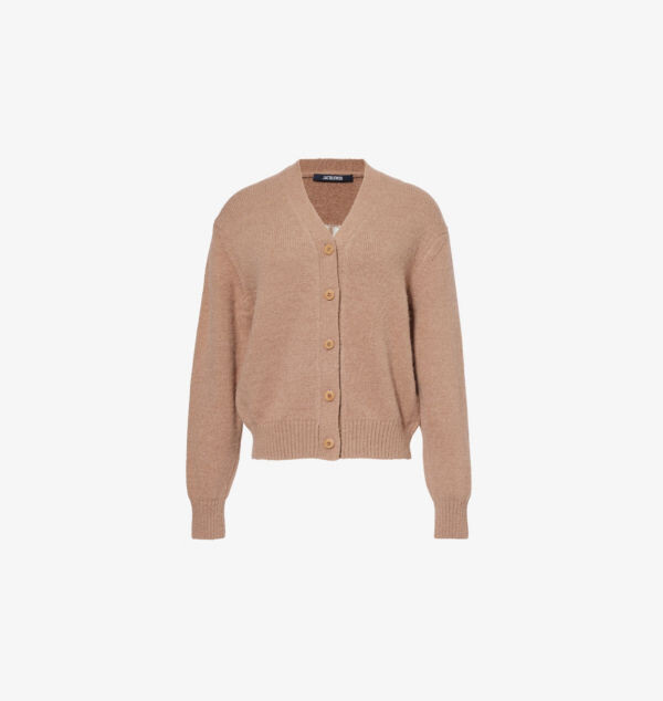 

Фирменный кардиган из смеси альпаки с V-образным вырезом Jacquemus, коричневый