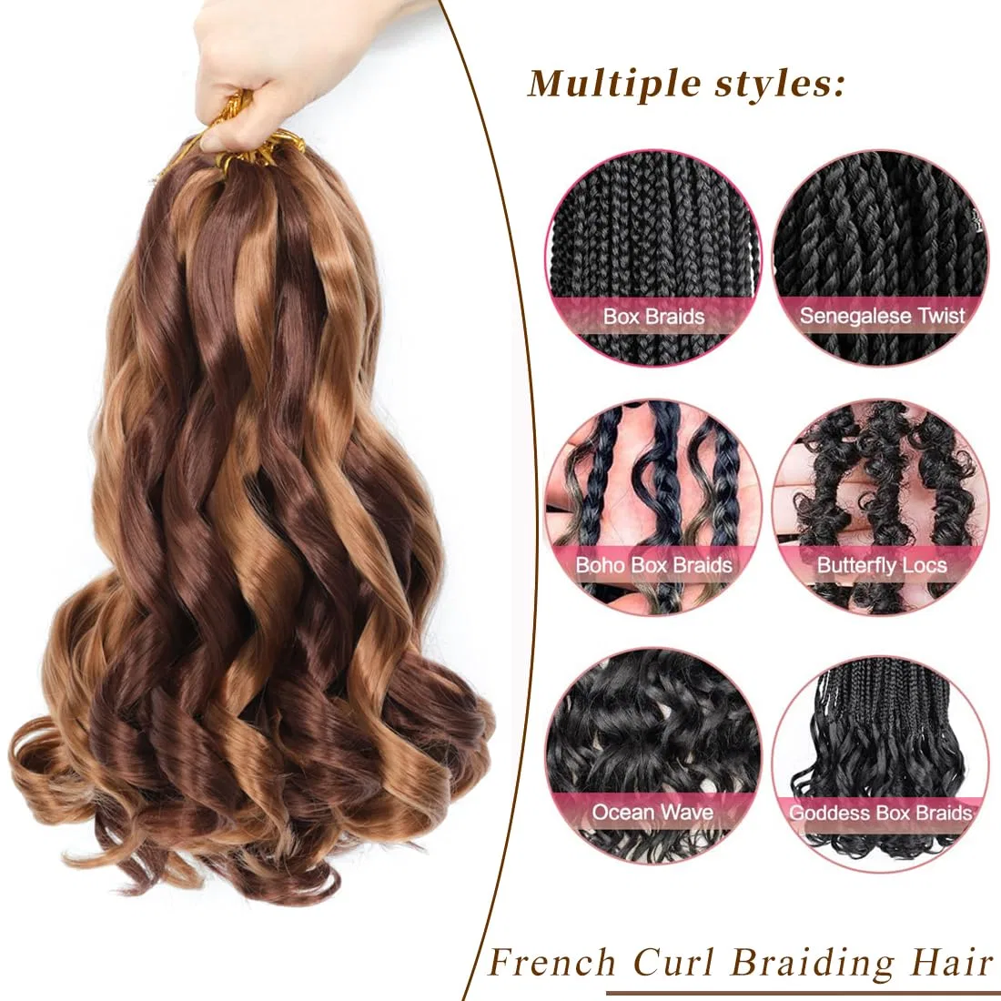 Наращивание волос «French Curl Braiding Hair» 30 см, 8 упаковок Falemei, 33P30# — фото 2