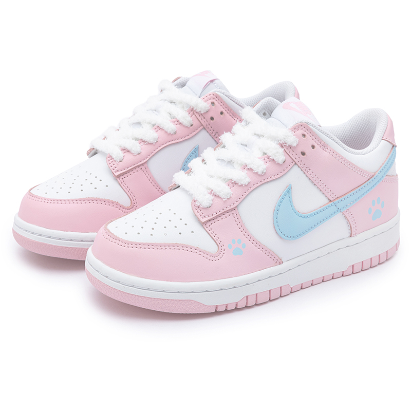 Nike Dunk Low Meow Paw Sweetheart низкие скейтборд-кроссовки Pink Blue для подростков — фото 4